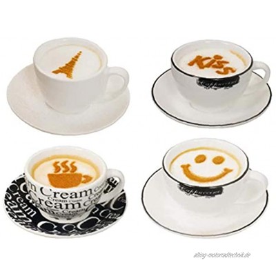 PiniceCore 16pcs Cappuccino-Schablone Mold-Kaffee-Milch-Kuchen-Kuchen-Schablone Schablone Kaffee Strew Pad Werkzeuge