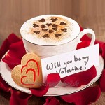 Qpout 8 Stück Valentinstag Kaffee Schablonen Valentinstag Kuchen Fondant Dessert Dekoration Prägeform Liebe Thema Kunststoff Malvorlagen für Valentinstag Hochzeitstag